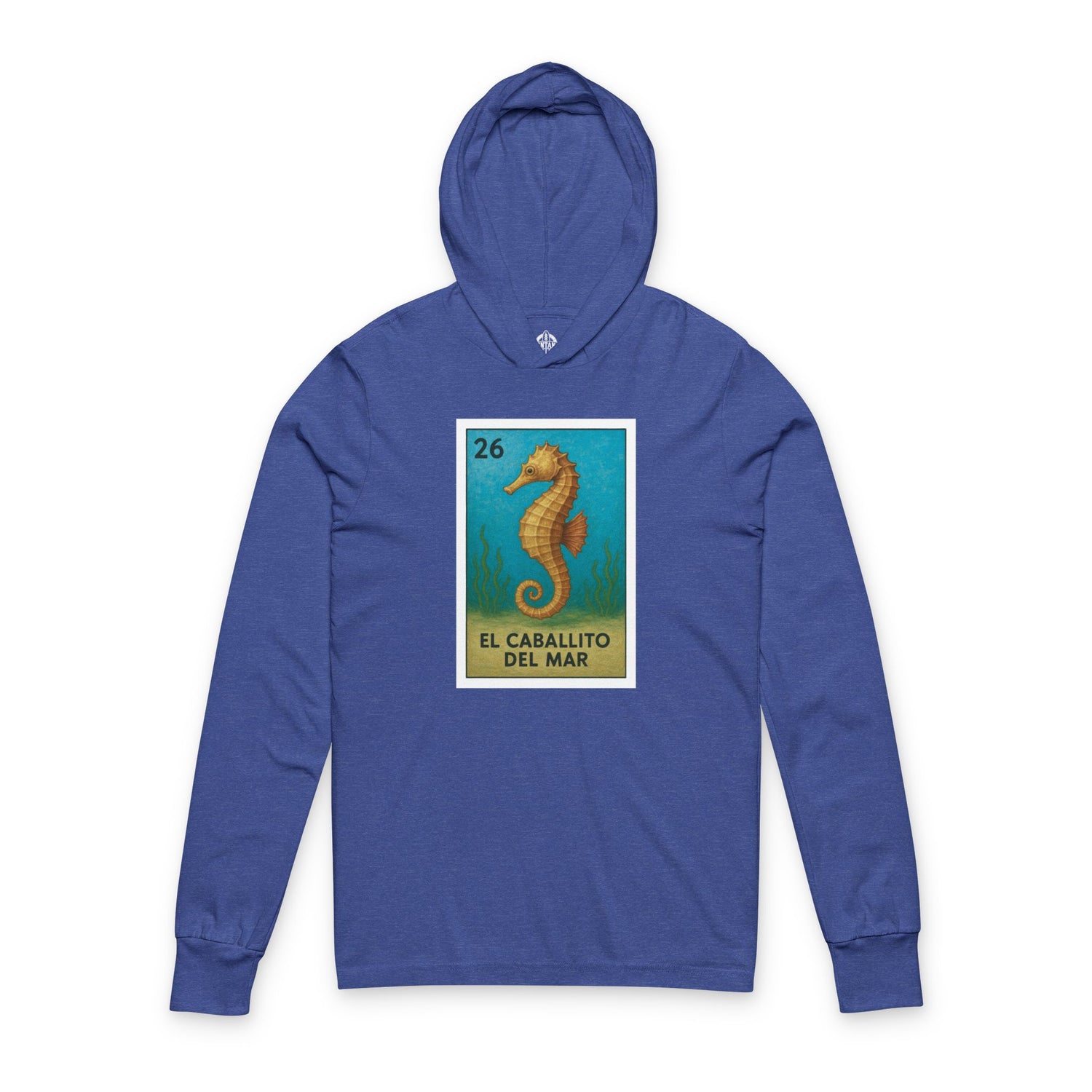 Seahorse Lotería cotton hooded long sleeve t-shirt image 6