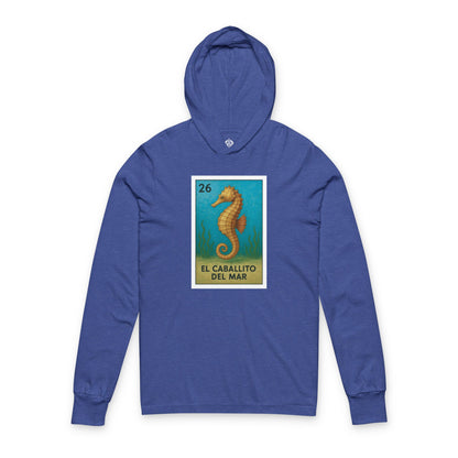 Seahorse Lotería cotton hooded long sleeve t-shirt image 6