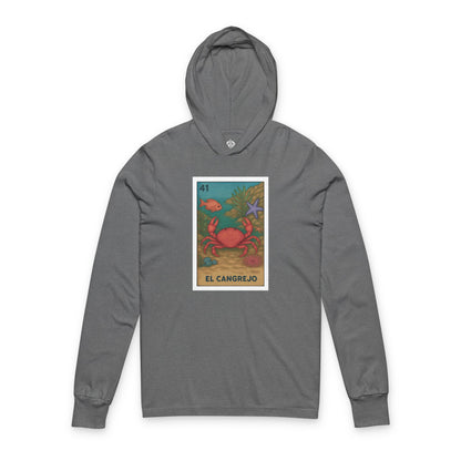 Crab Lotería cotton hooded long sleeve t-shirt image 2