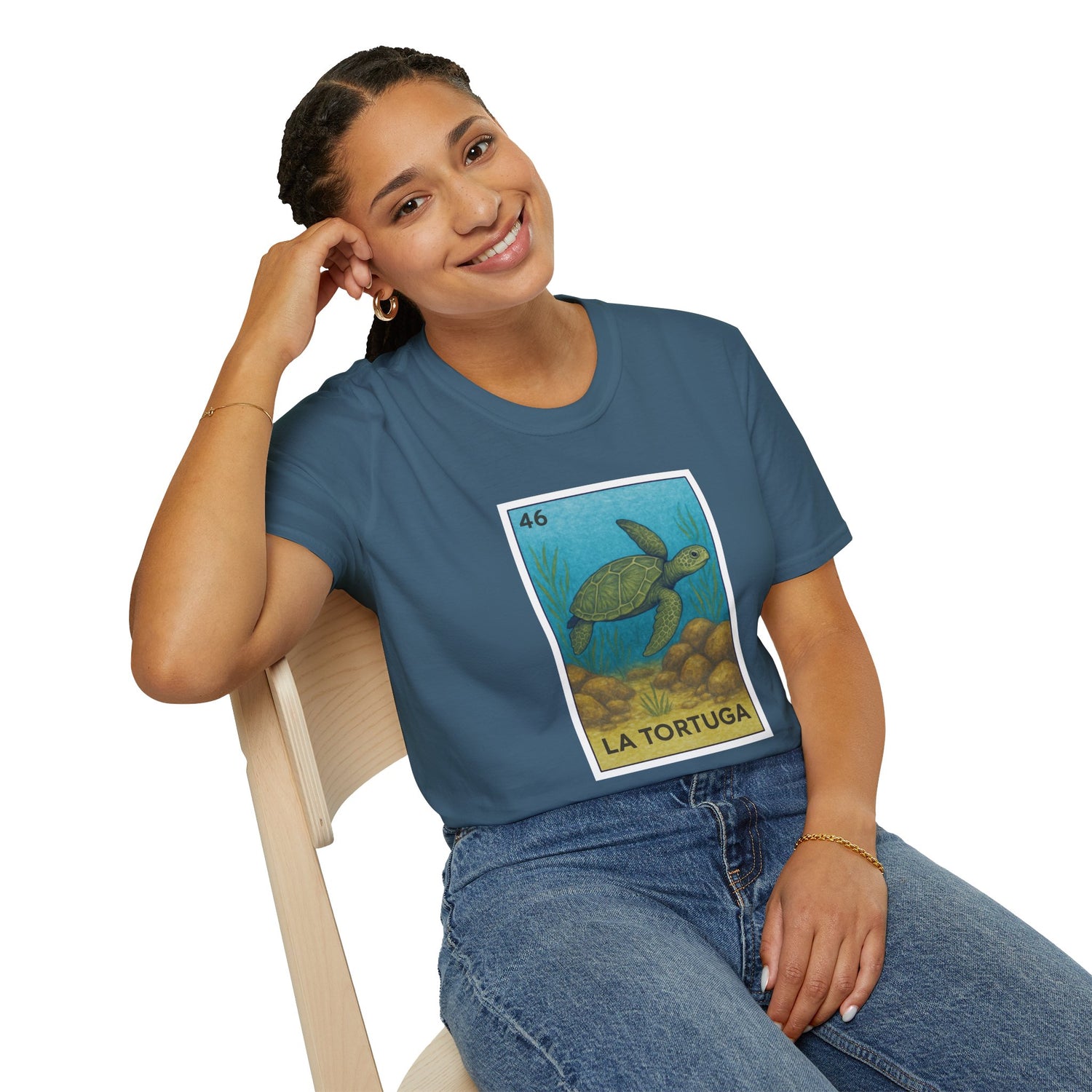 Turtle Lotería Unisex - Soft Style U.S. Cotton T-Shirt (La Tortuga)