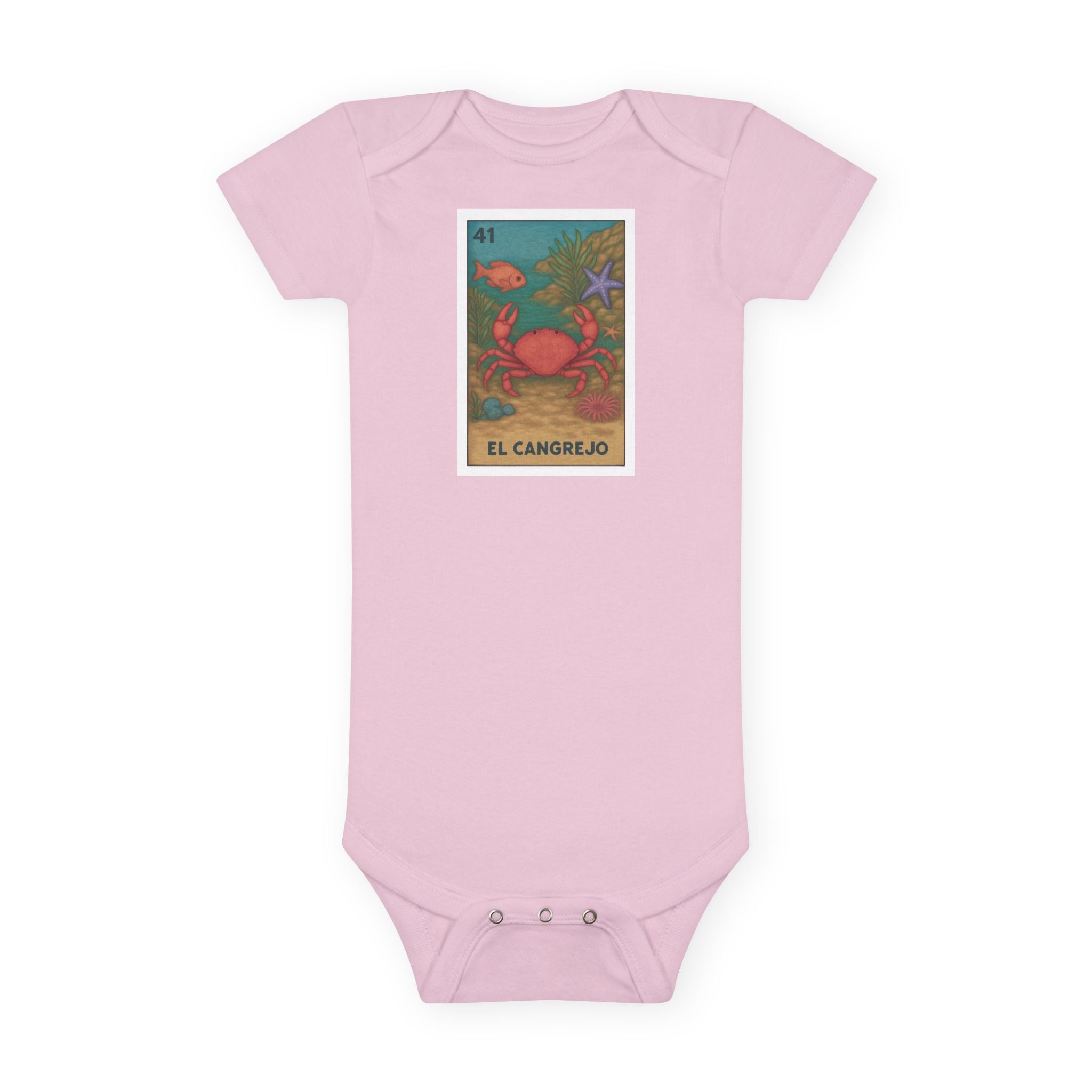 Crab Lotería baby cotton onesie image 2