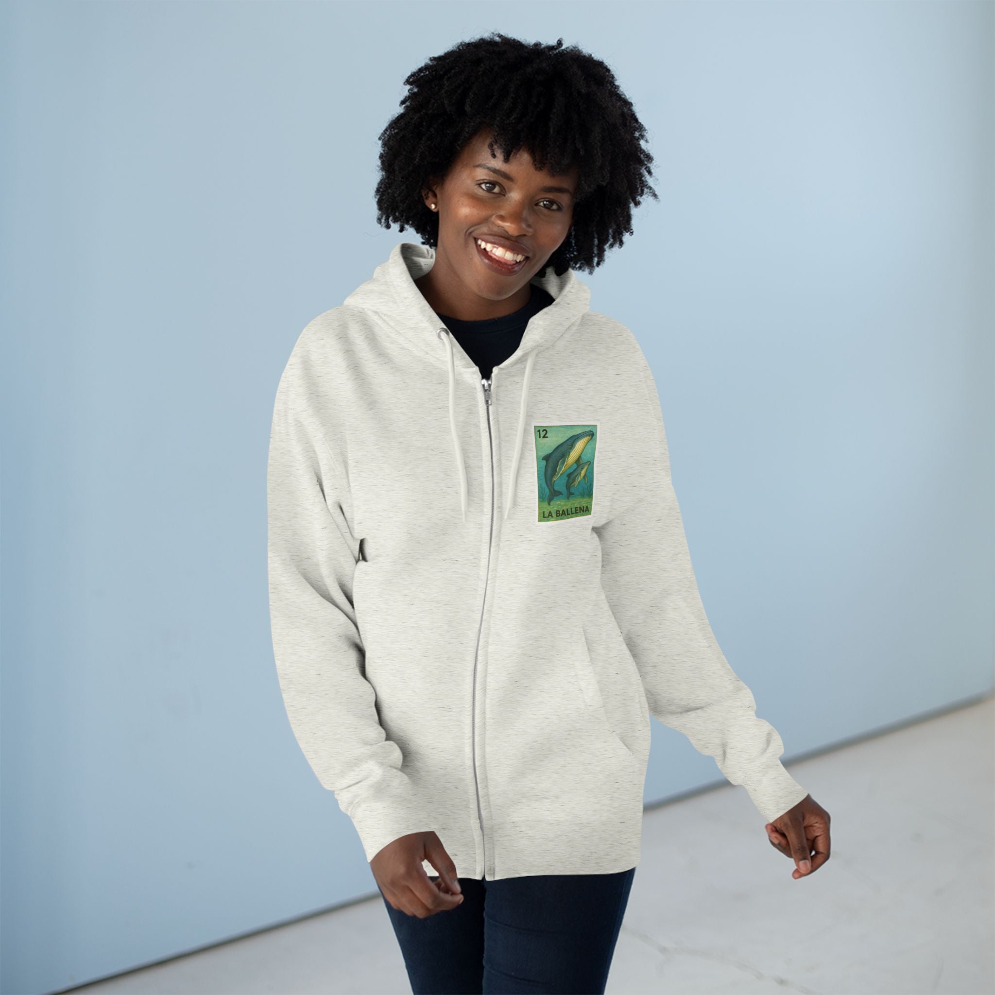 Whale Lotería Zip Hoodie