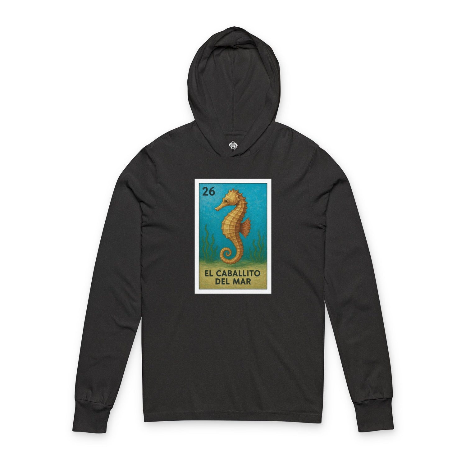 Seahorse Lotería cotton hooded long sleeve t-shirt image 5