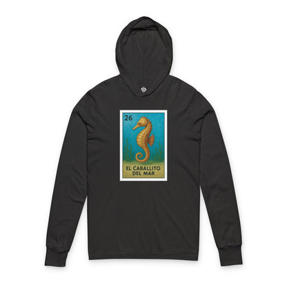 Seahorse Lotería cotton hooded long sleeve t-shirt image 5
