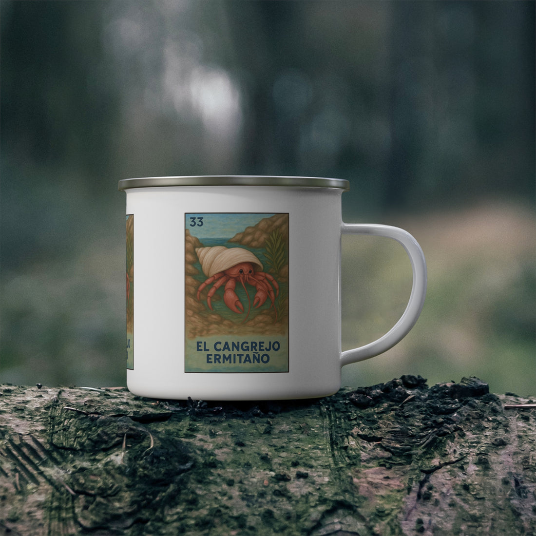 Hermit Crab Lotería Enamel Camping Mug (El Cangrejo Ermitaño) (12oz - small)