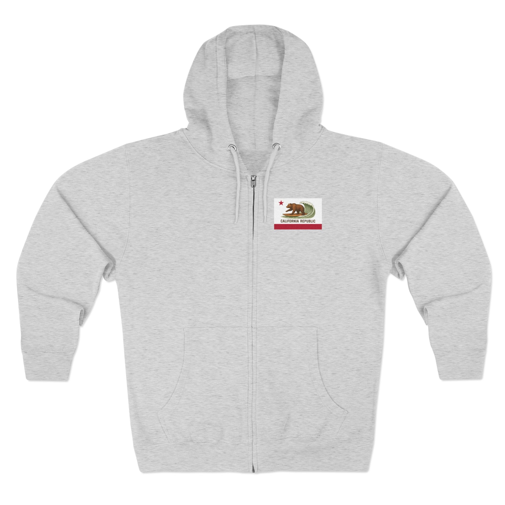 California Surfing Bear Flag zip fleece hoodie image 3