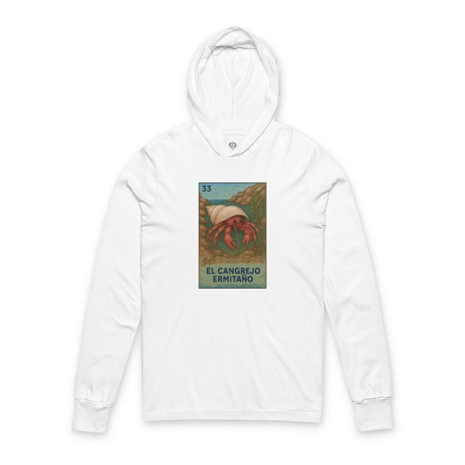 Hermit Crab Lotería cotton hooded long sleeve t-shirt image 3