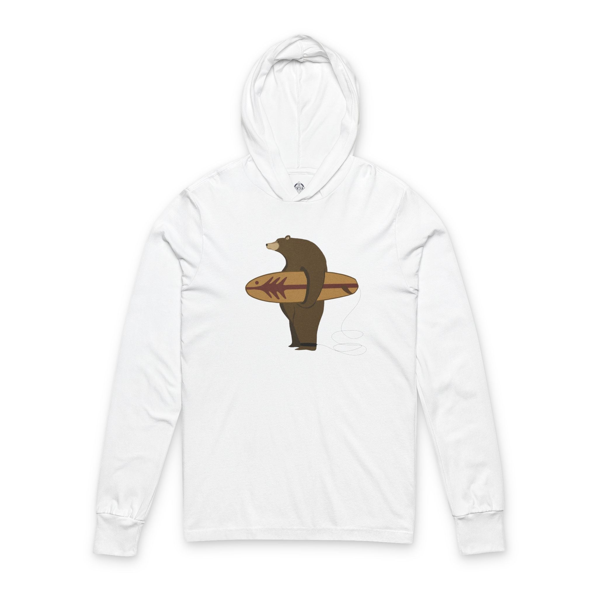 Surfing Grizzly Bear by Fabian Lavater cotton hooded long sleeve t-shirt image 3