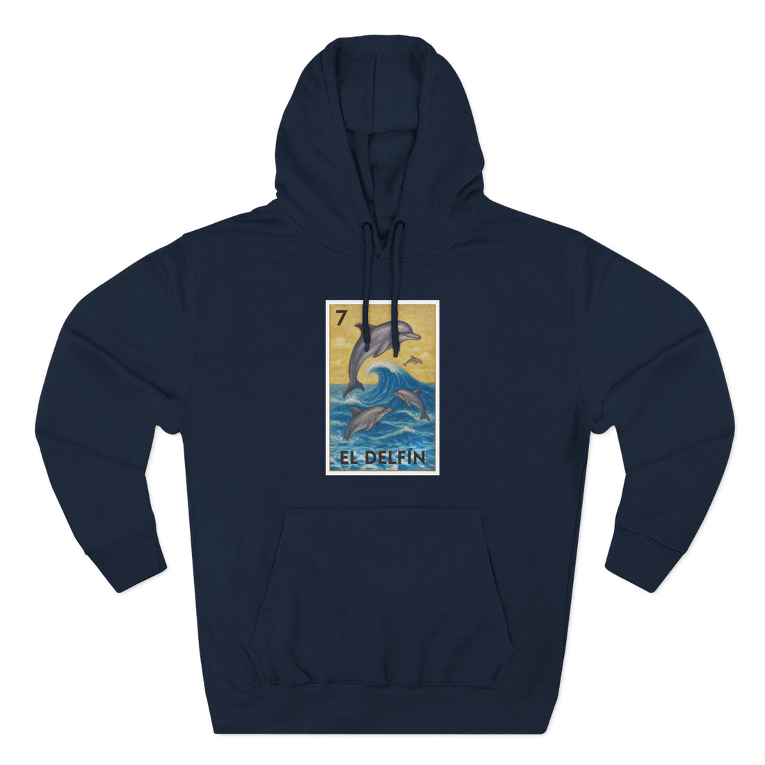 Dolphin Lotería Unisex - Pull-Over Cotton Blend Fleece Hoodie (El Delfín)
