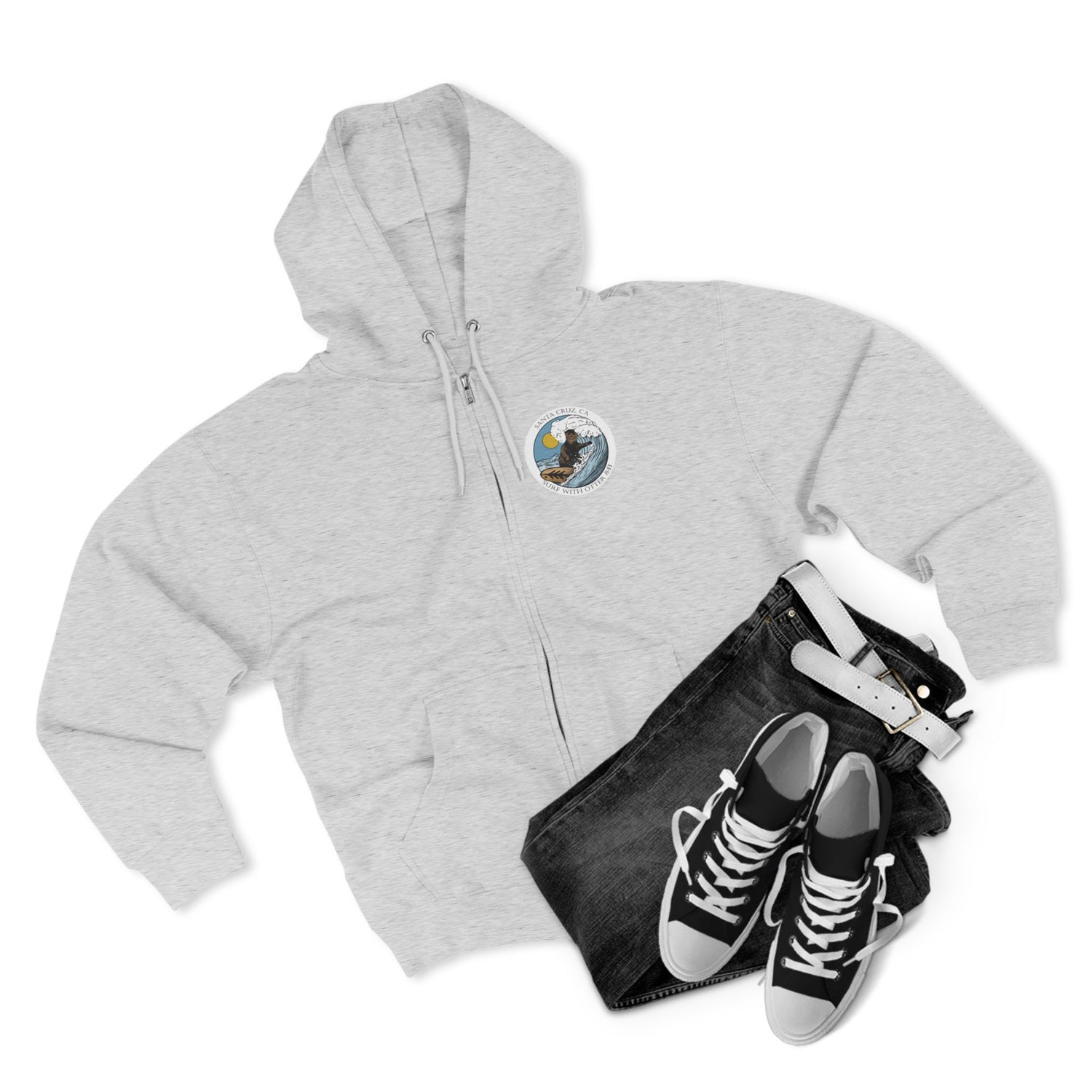 Surf with Otter 841 by Thiago Bianchini zip fleece hoodie image 8