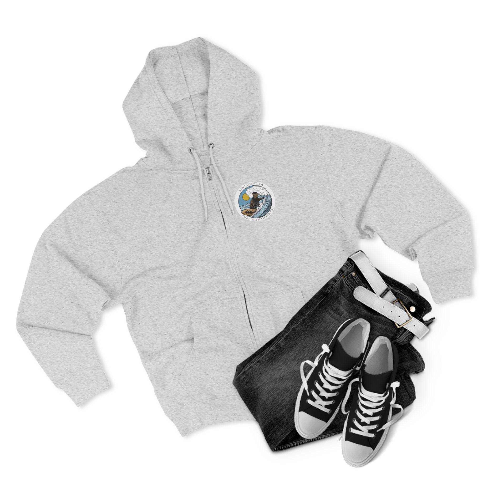 Surf with Otter 841 by Thiago Bianchini zip fleece hoodie image 8