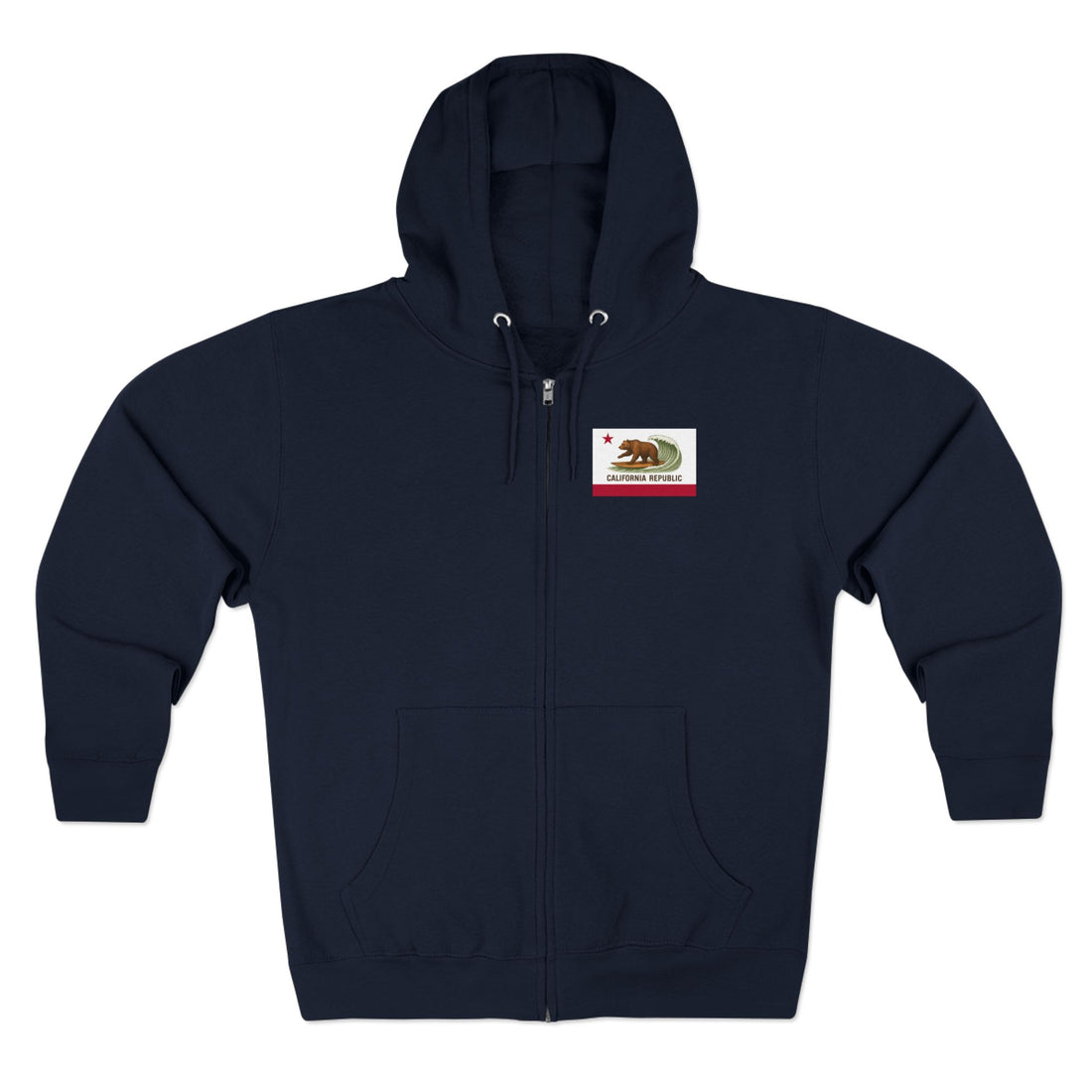 California Surfing Bear Flag Unisex - Zip Cotton Blend Fleece Hoodie