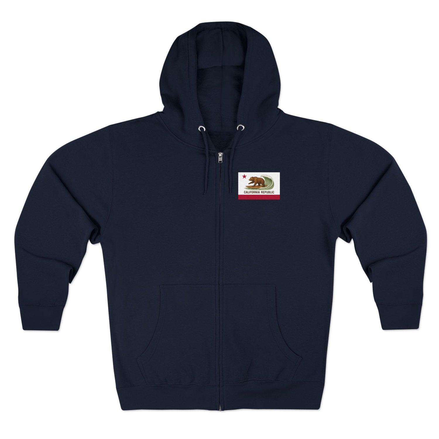California Surfing Bear Flag zip fleece hoodie image 1