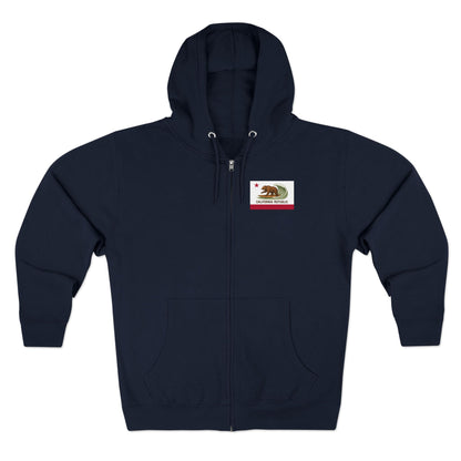 California Surfing Bear Flag zip fleece hoodie image 1