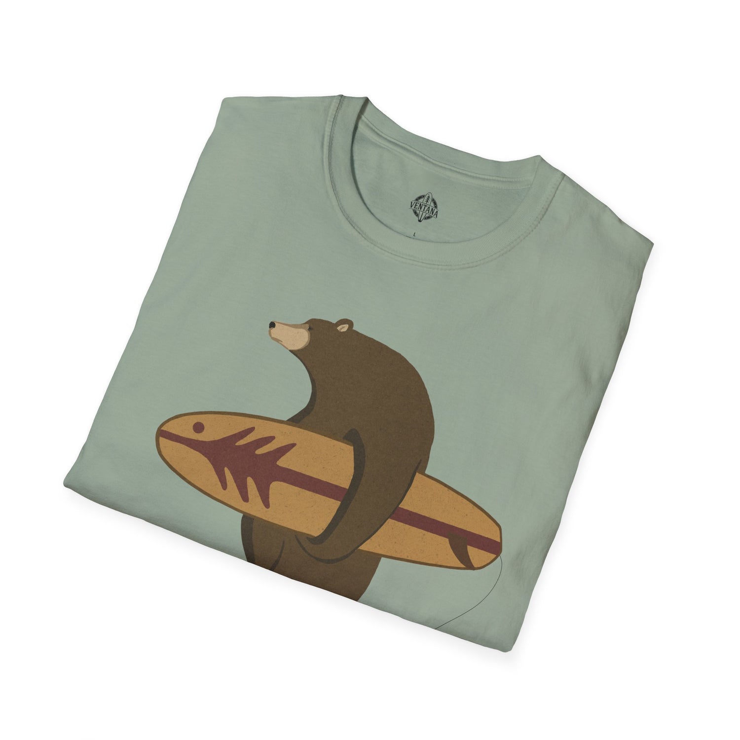 Surfing Grizzly Bear by Fabian Lavater Unisex - Soft Style U.S. Cotton T-Shirt