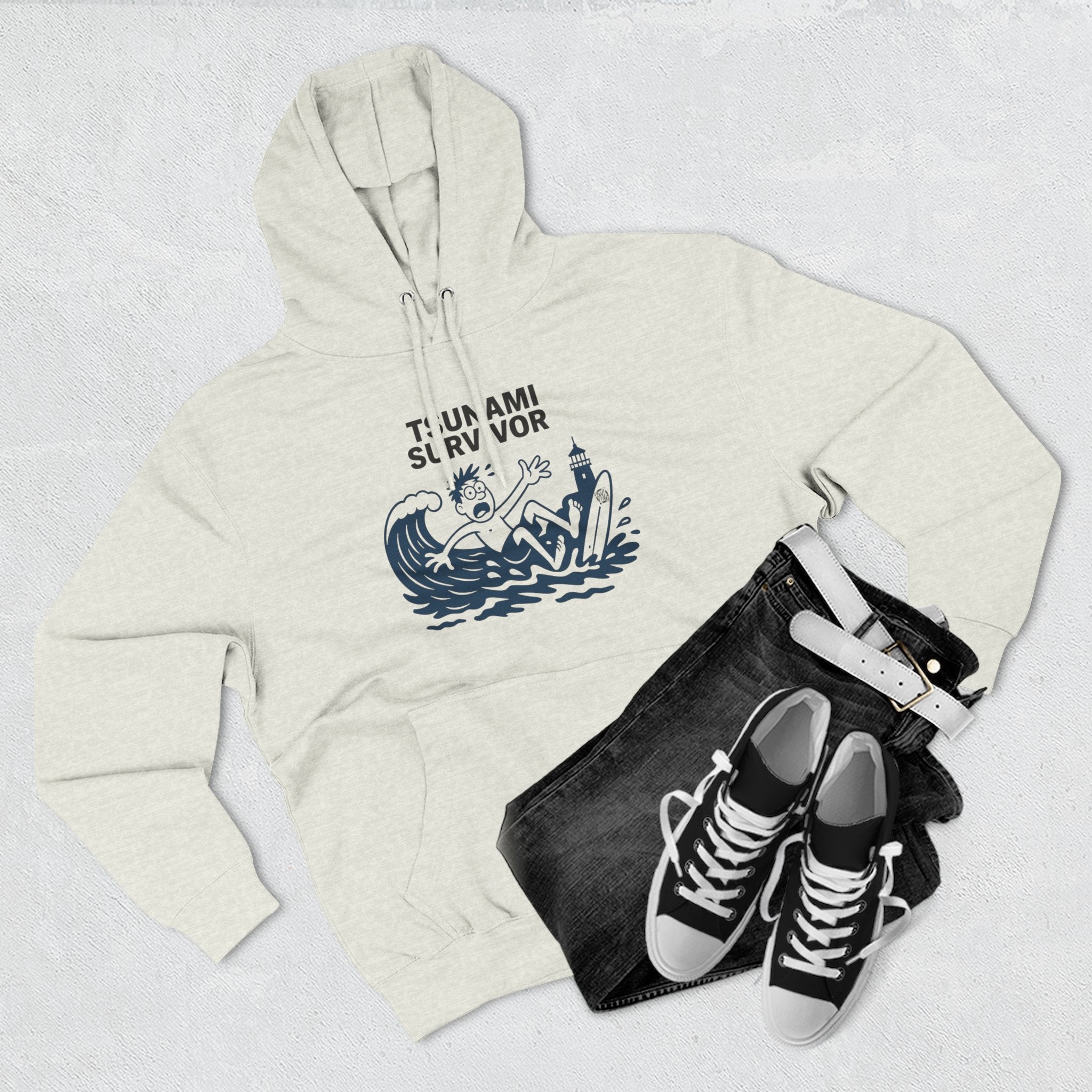 Tsunami Survivor Unisex - Pull-Over Cotton Blend Fleece Hoodie