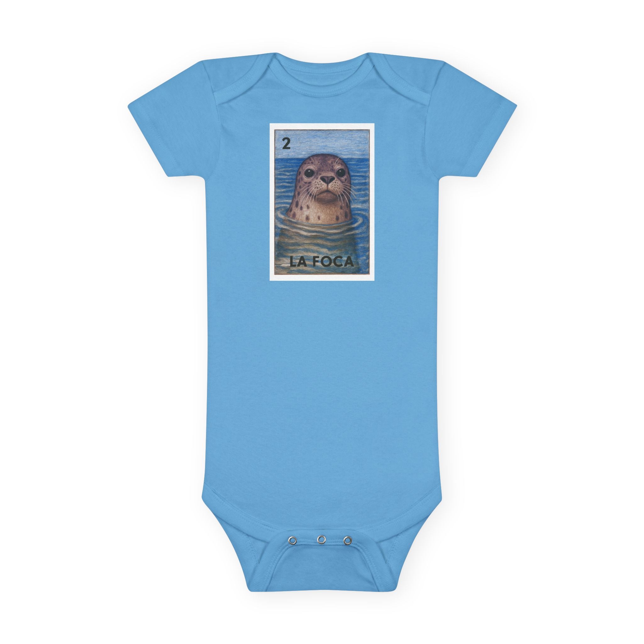Seal Lotería baby cotton onesie image 1