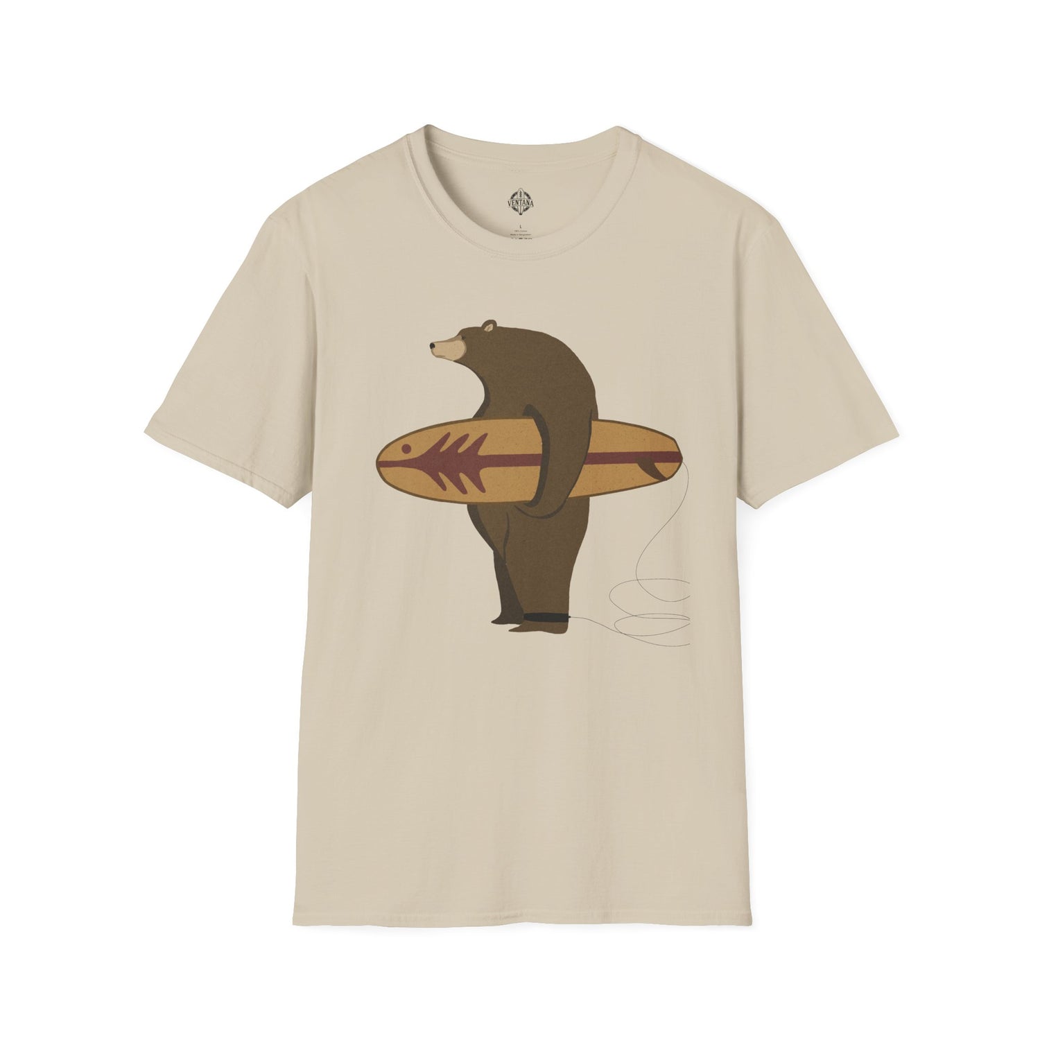 Surfing Grizzly Bear by Fabian Lavater Unisex - Soft Style U.S. Cotton T-Shirt