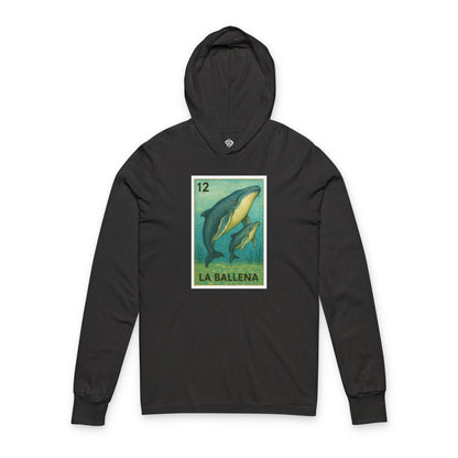 Whale Lotería cotton hooded long sleeve t-shirt image 4