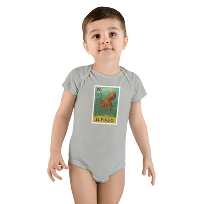 Octopus Lotería - Baby Short Sleeve 100% Cotton Onesie (El Pulpo)