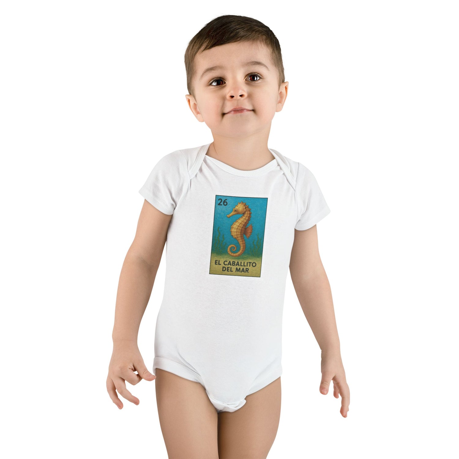Seahorse Lotería baby cotton onesie image 6