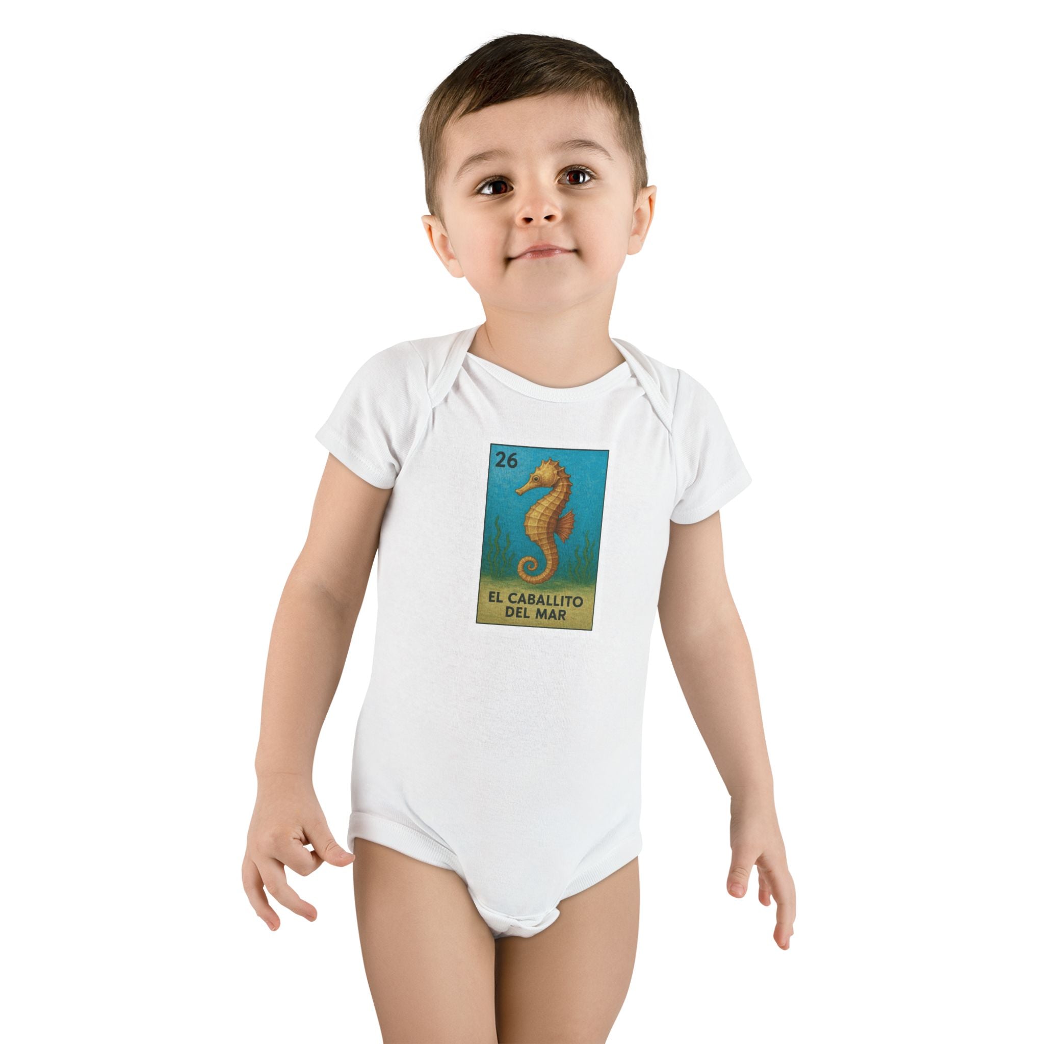 Seahorse Lotería baby cotton onesie image 6
