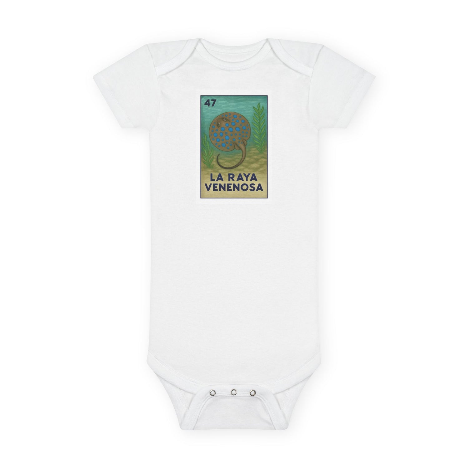 Stingray Lotería baby cotton onesie image 3