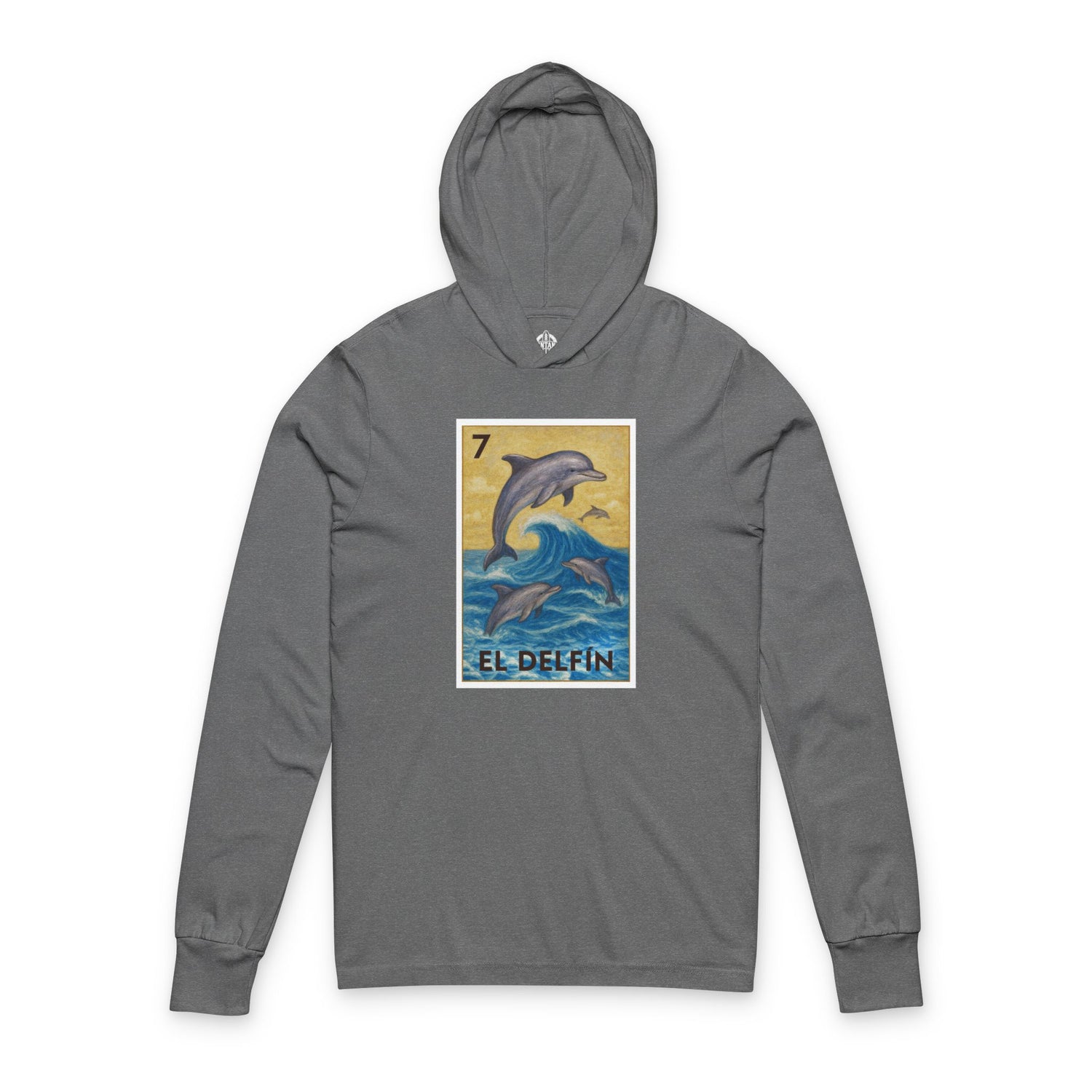 Dolphin Lotería cotton hooded long sleeve t-shirt image 2