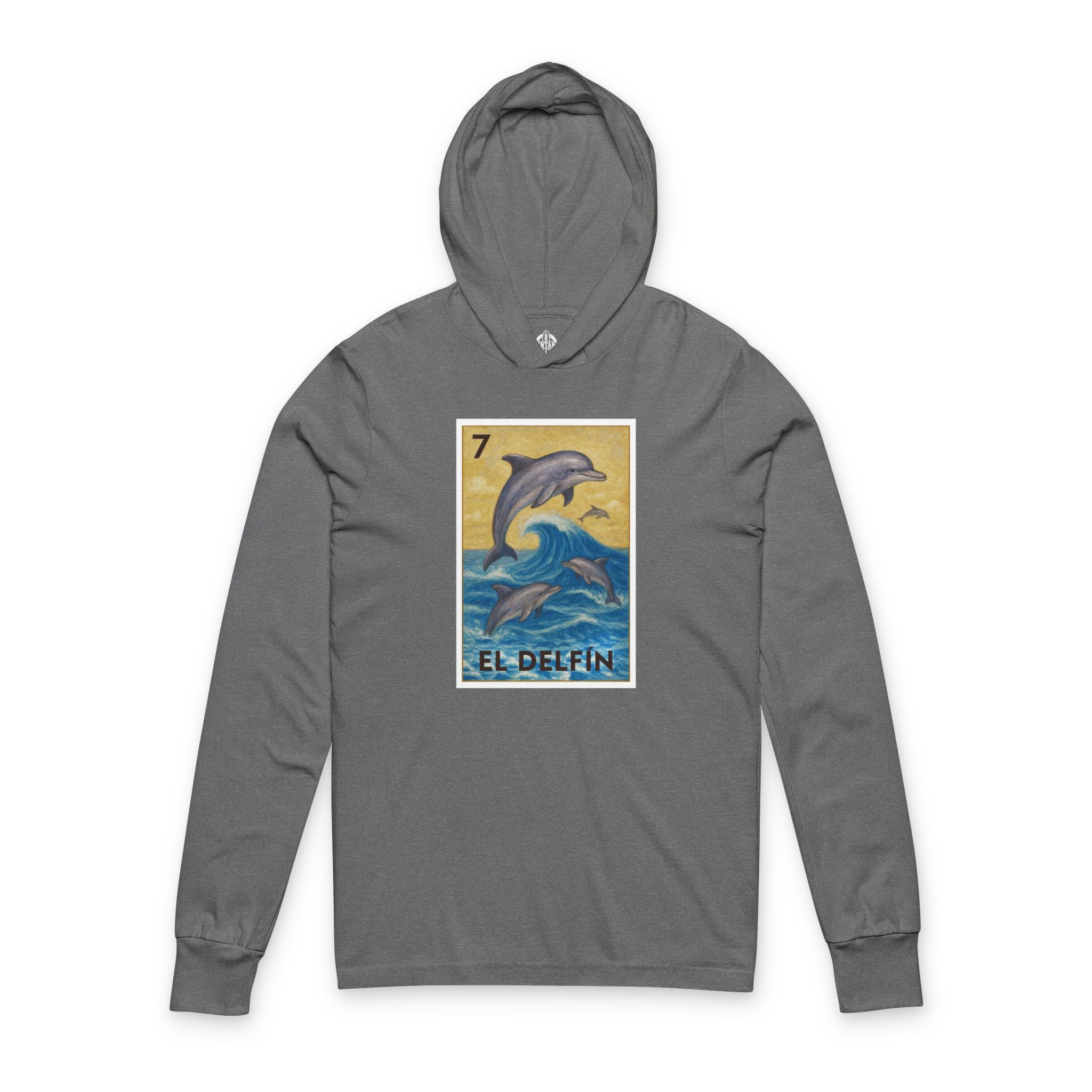 Dolphin Lotería cotton hooded long sleeve t-shirt image 2