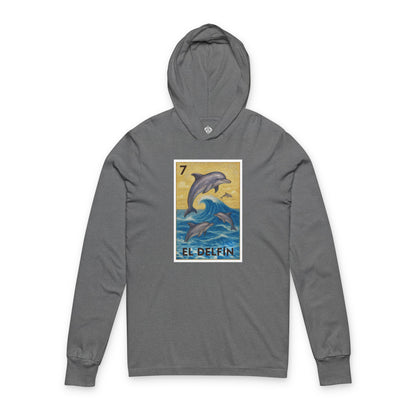 Dolphin Lotería cotton hooded long sleeve t-shirt image 2