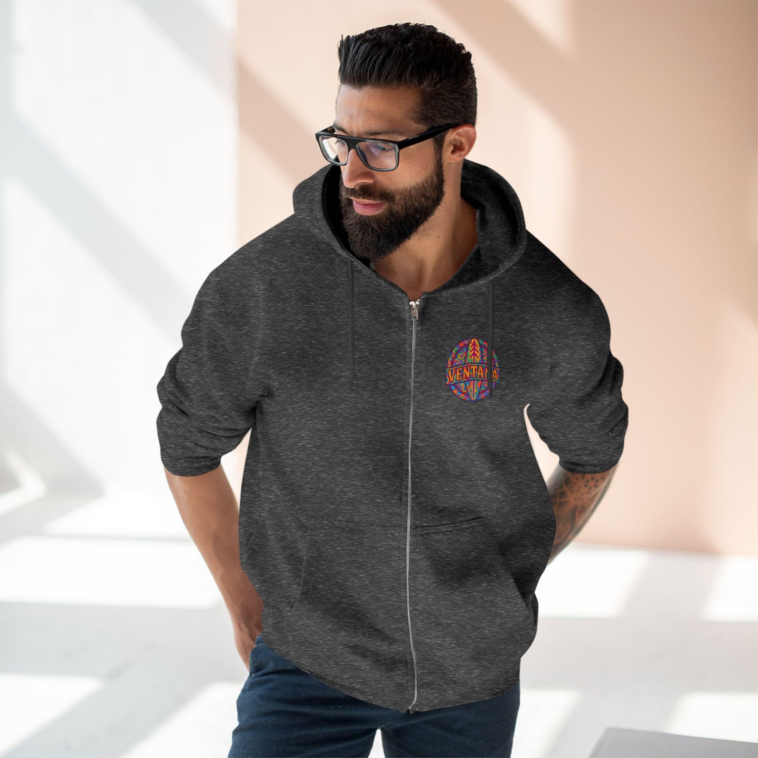 Ventana Psychedelic Treefish Logo zip fleece hoodie image 16