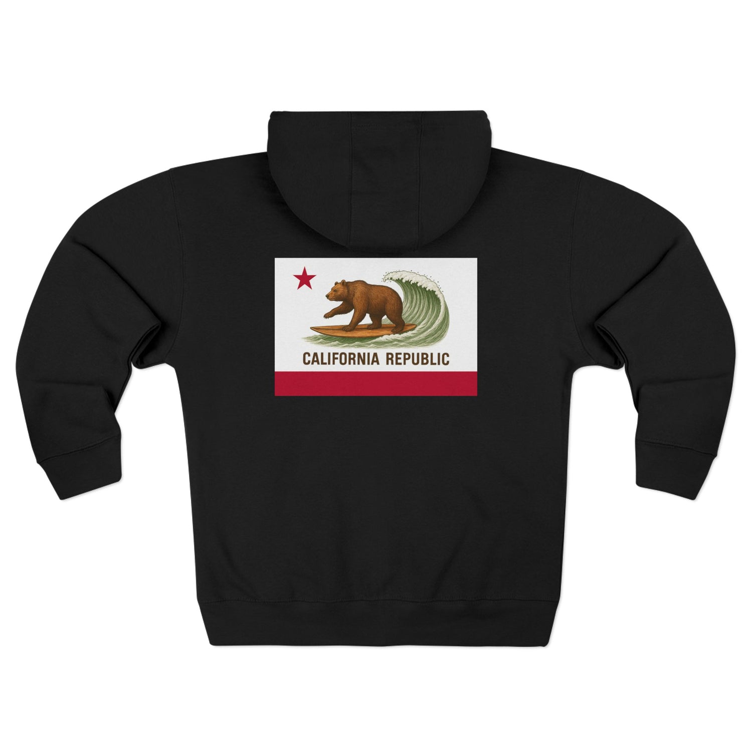 California Surfing Bear Flag zip fleece hoodie image 9