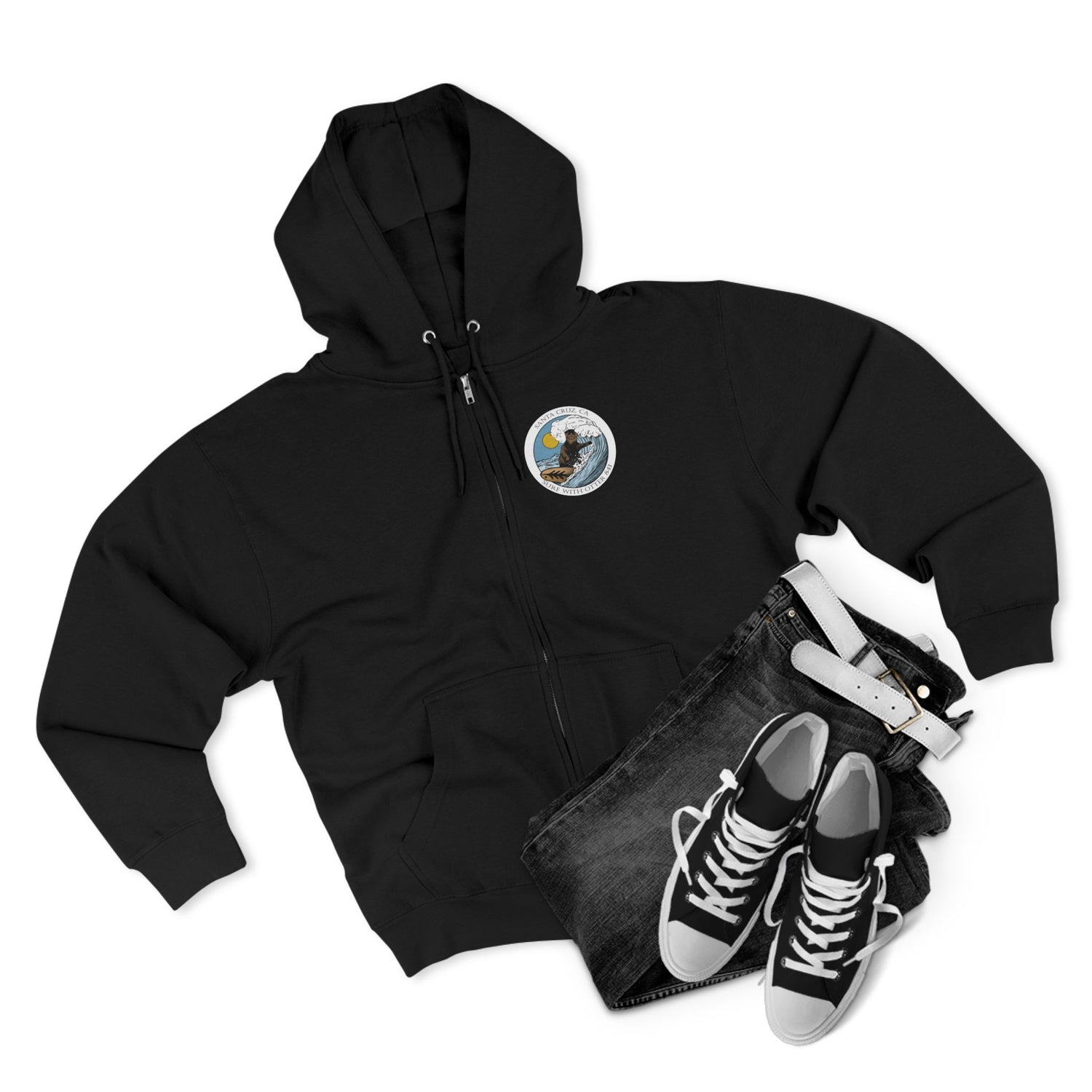 Surf with Otter 841 by Thiago Bianchini zip fleece hoodie image 18
