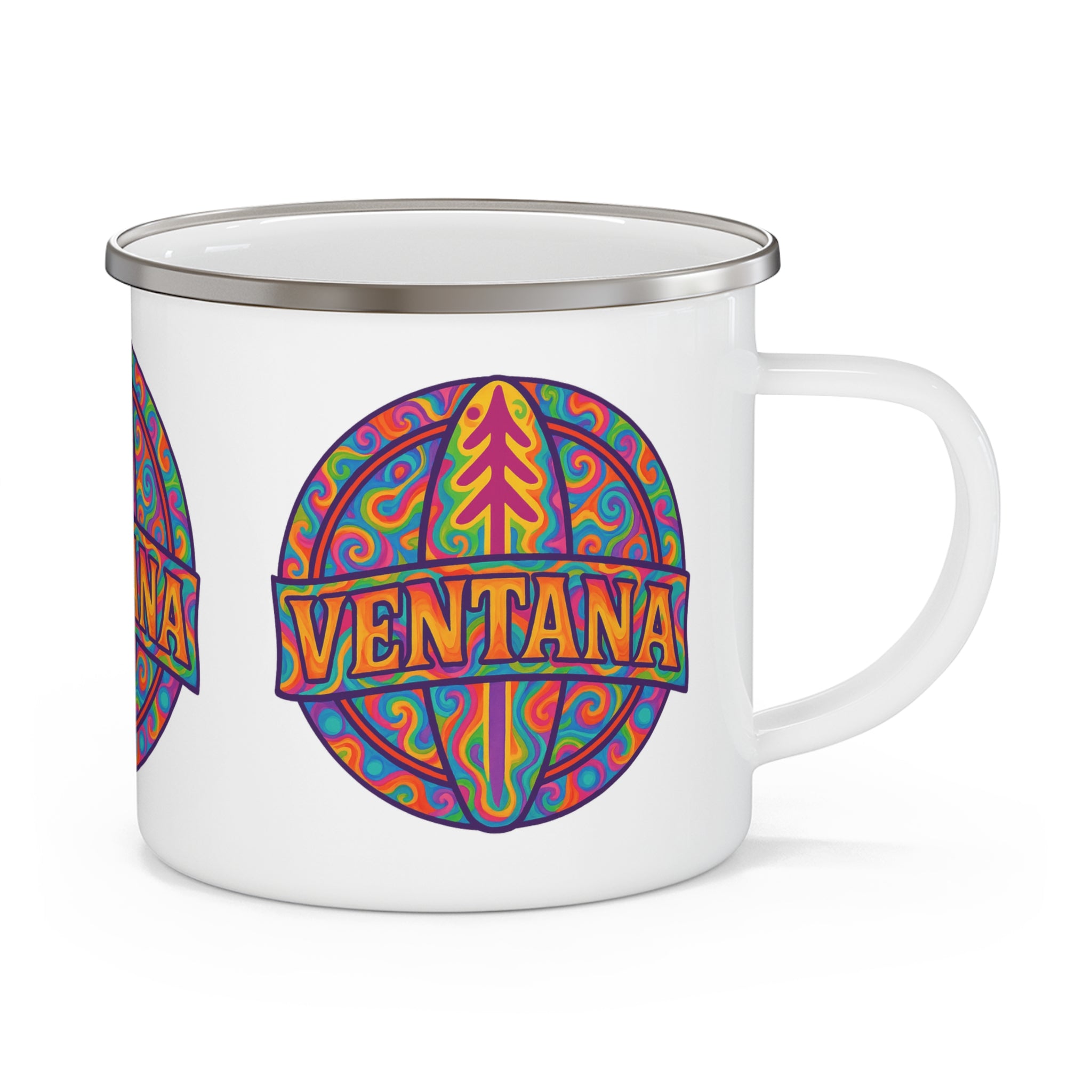 Ventana Psychedelic Treefish Logo Enamel Camping Mug (12oz - small)