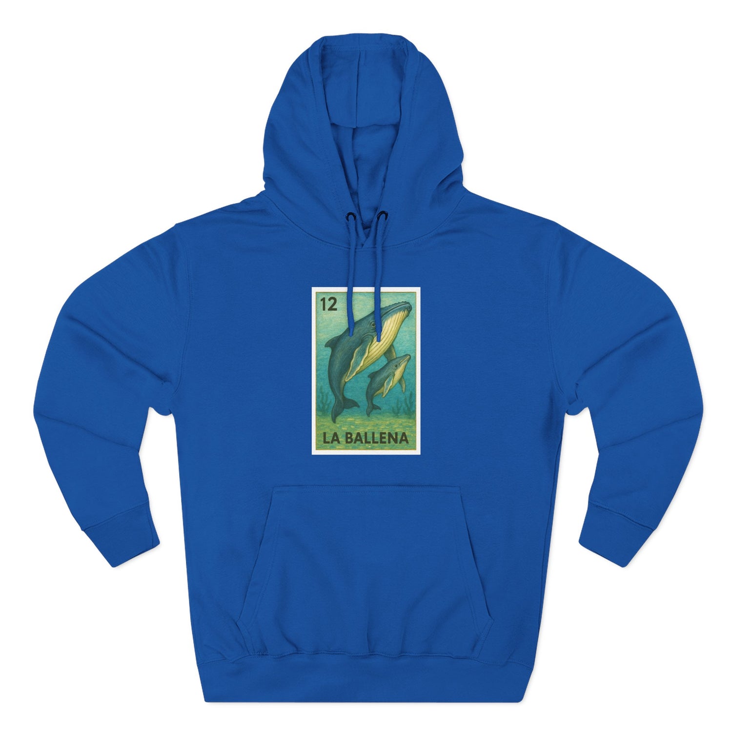 Whale Lotería Unisex - Pull-Over Cotton Blend Fleece Hoodie (La Ballena)