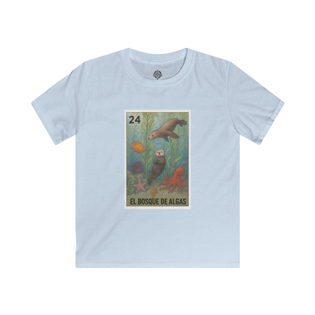 Kelp Forest Lotería Kids - Soft Style U.S. Cotton T-Shirt (El Bosque de Algas)