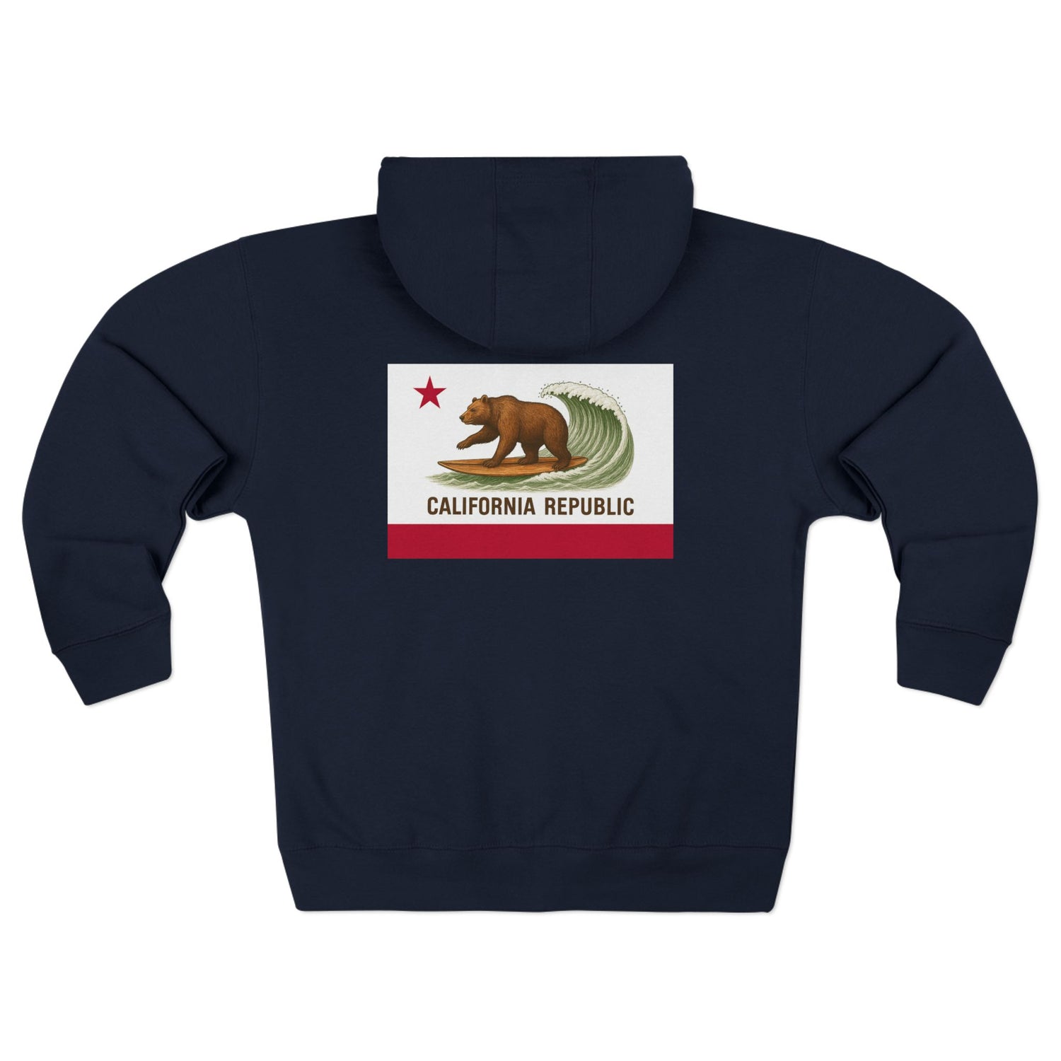 California Surfing Bear Flag zip fleece hoodie image 10