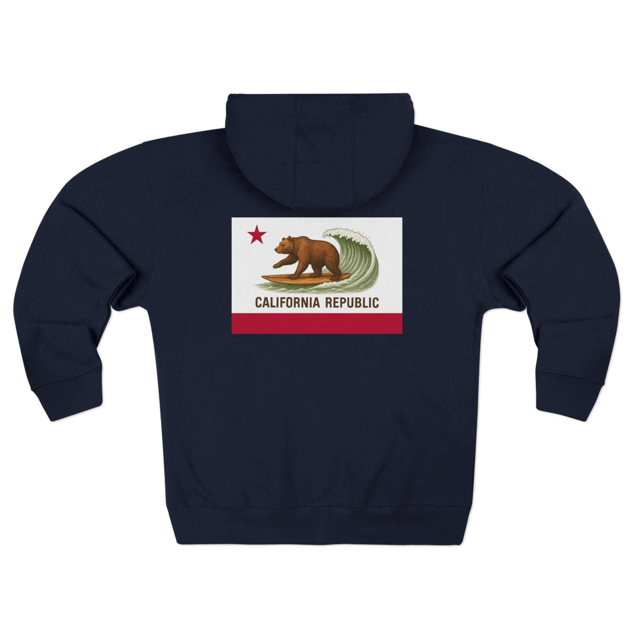 California Surfing Bear Flag zip fleece hoodie image 10
