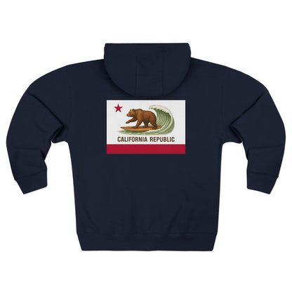 California Surfing Bear Flag zip fleece hoodie image 10