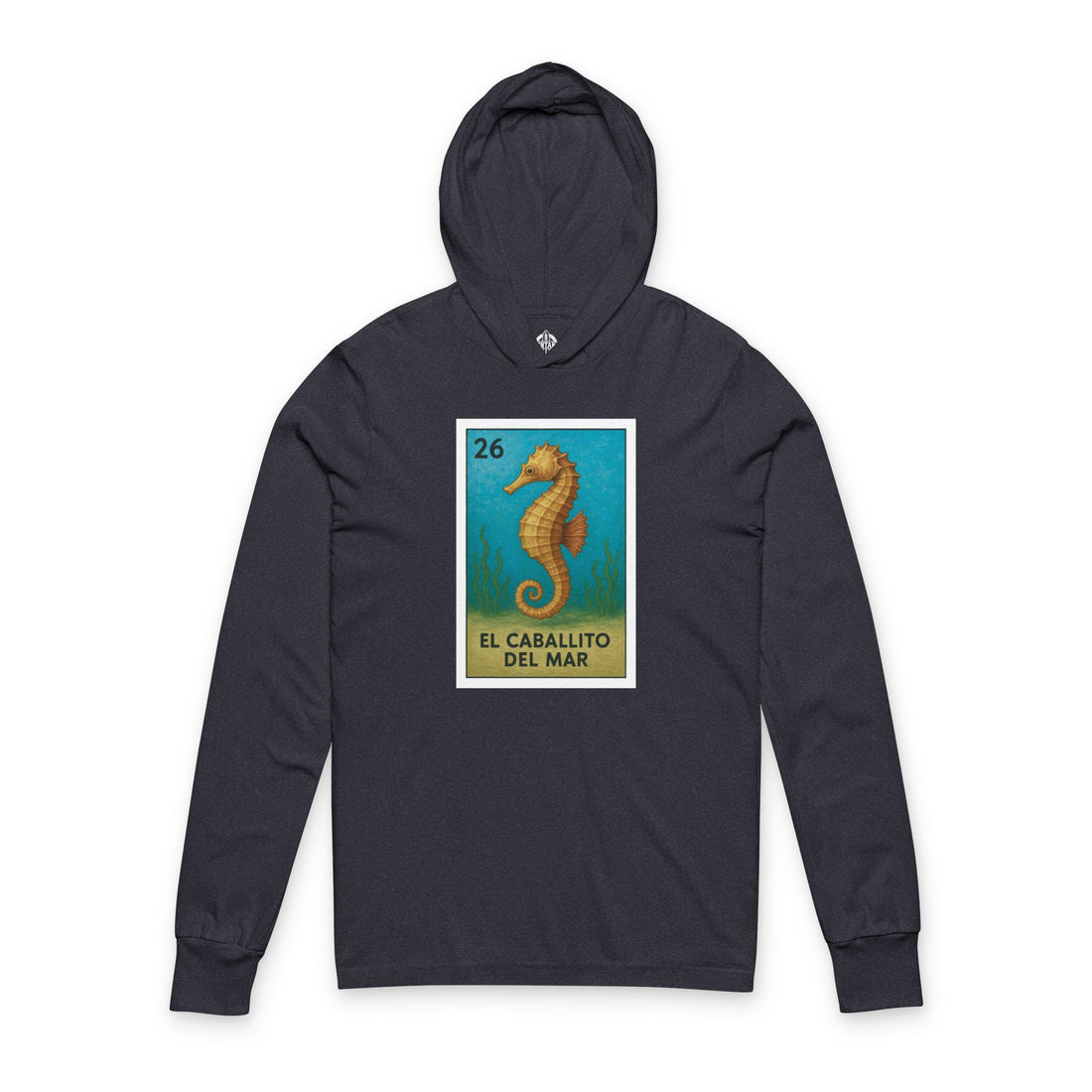 Seahorse Lotería cotton hooded long sleeve t-shirt image 1