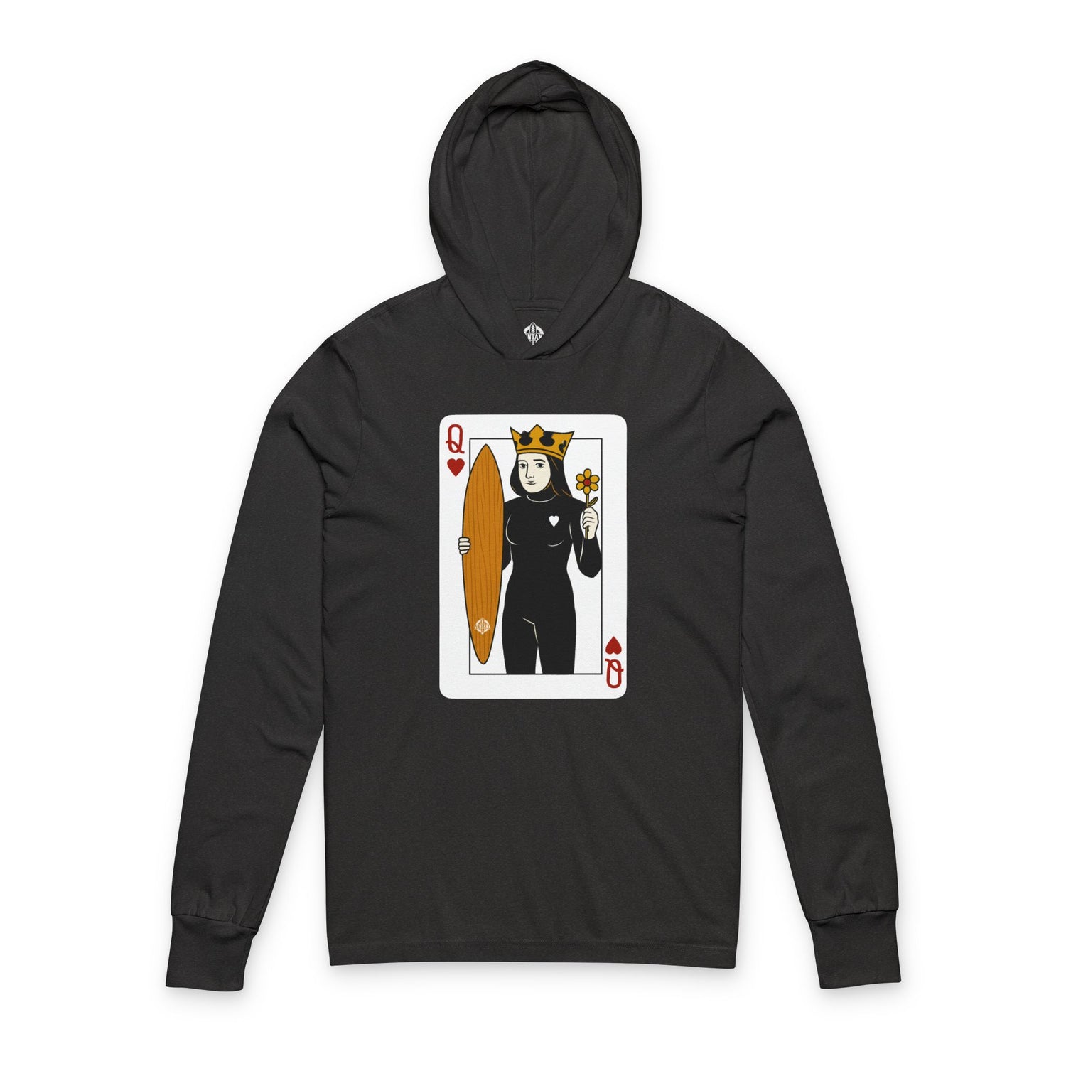 Queen of Hearts Surfer cotton hooded long sleeve t-shirt image 5