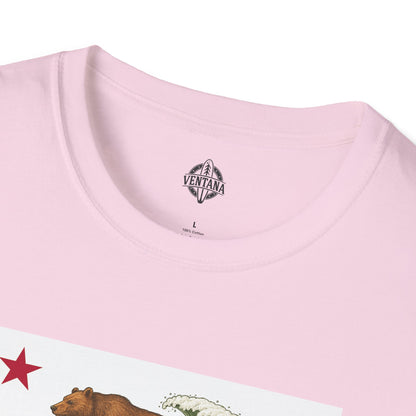 California Surfing Bear Flag Unisex - Soft Style U.S. Cotton T-Shirt