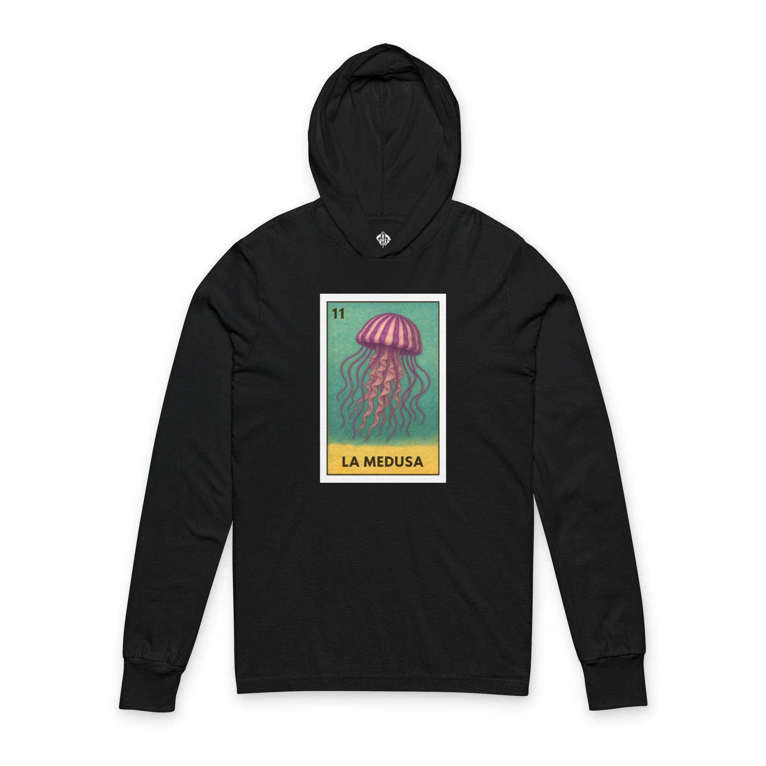 Sea Jelly Lotería cotton hooded long sleeve t-shirt image 4