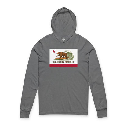 California Surfing Bear Flag Unisex - Cotton Long Sleeve Hooded T-Shirt