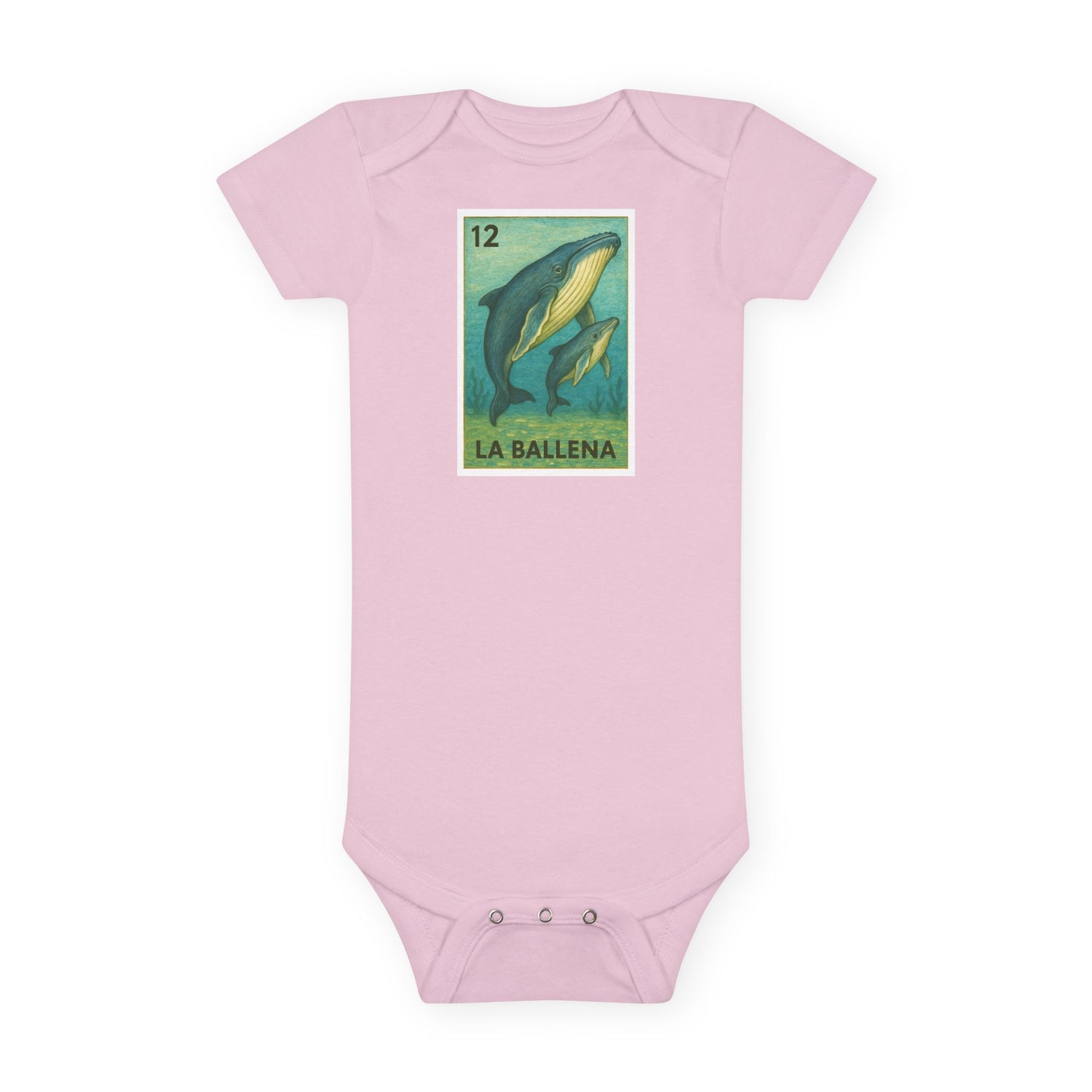 Whale Lotería baby cotton onesie image 2