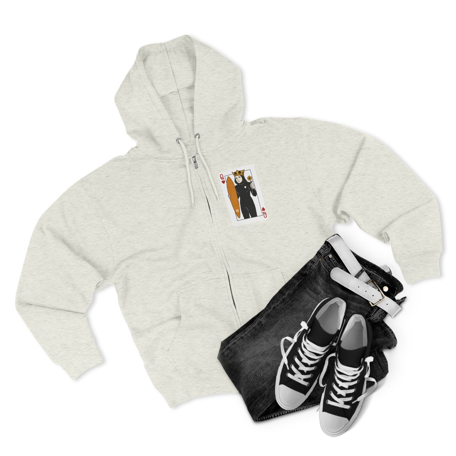 Queen of Hearts Surfer Zip Hoodie