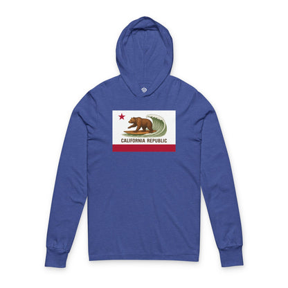 California Surfing Bear Flag Unisex - Cotton Long Sleeve Hooded T-Shirt