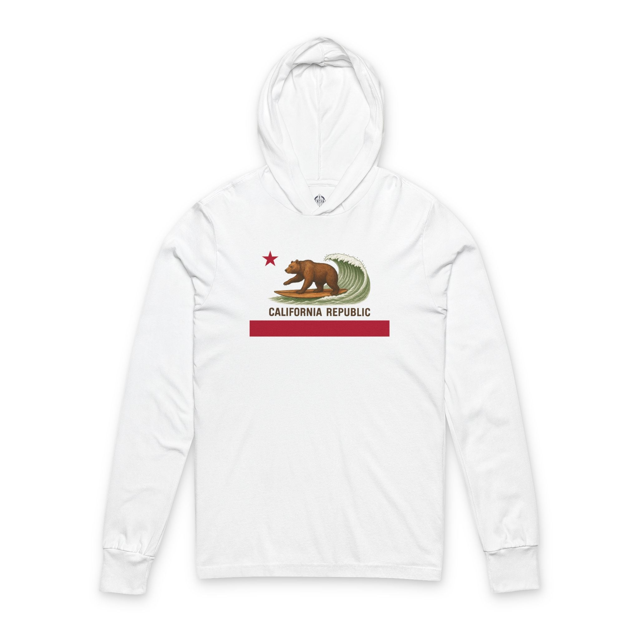 California Surfing Bear Flag Unisex - Cotton Long Sleeve Hooded T-Shirt