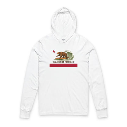 California Surfing Bear Flag Unisex - Cotton Long Sleeve Hooded T-Shirt