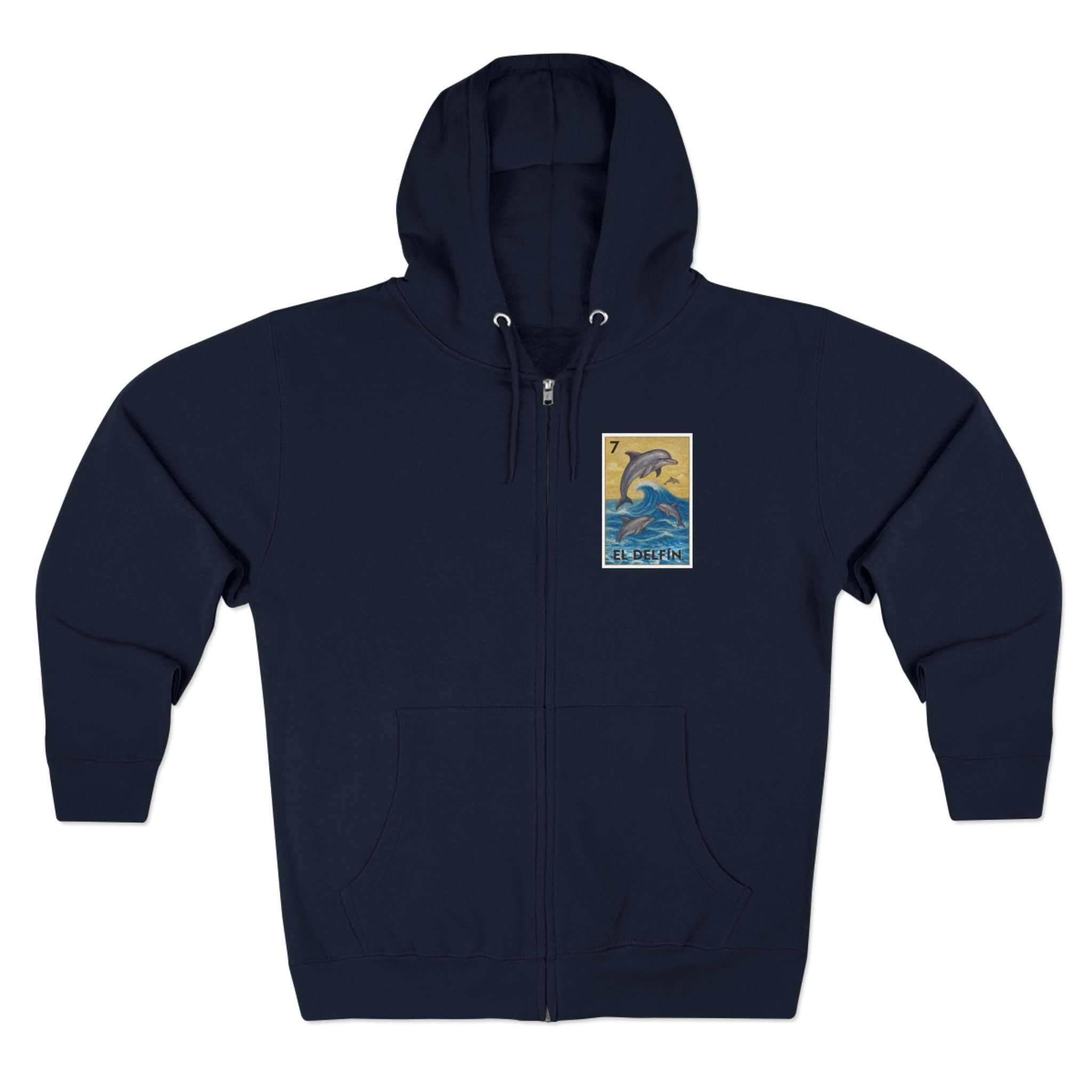 Dolphin Lotería zip fleece hoodie image 1